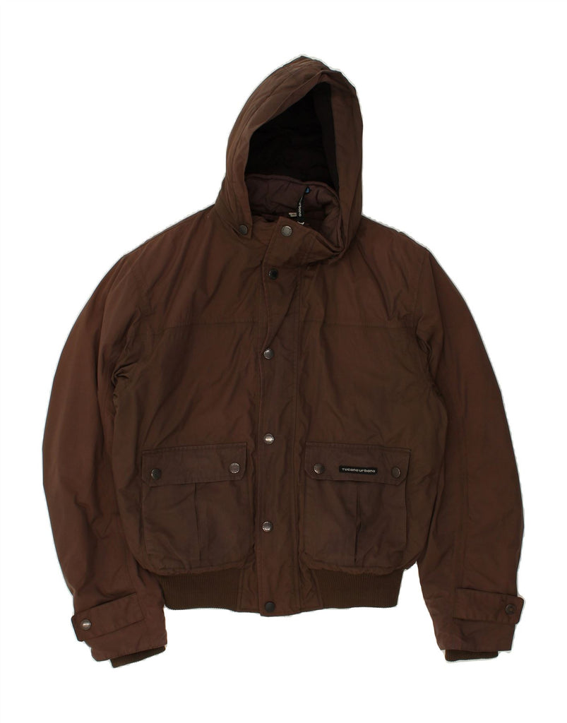 TUCANO URBANO Mens Hooded Bomber Jacket UK 42 XL Brown Polyester | Vintage Tucano Urbano | Thrift | Second-Hand Tucano Urbano | Used Clothing | Messina Hembry 