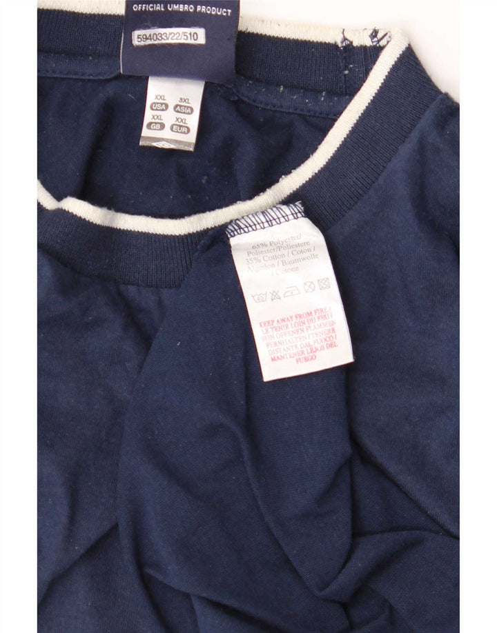 Umbro Mens T-Shirt Top 2XL Navy Blue Polyester