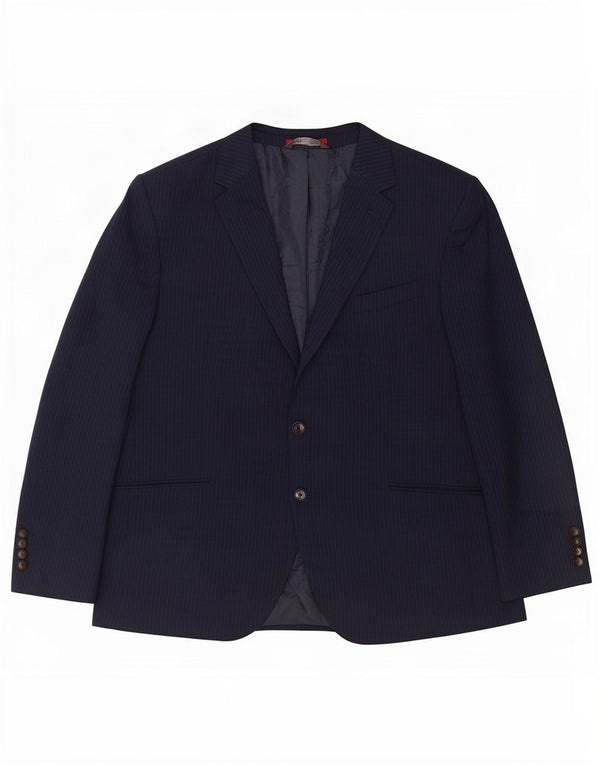 Marks & Spencer Mens Short Blazer Jacket UK 46 3XL Navy Blue Pinstripe