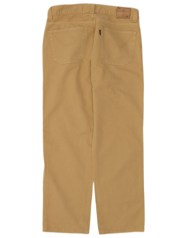 Jeckerson Mens Straight Casual Trousers W36 L29 Brown Cotton