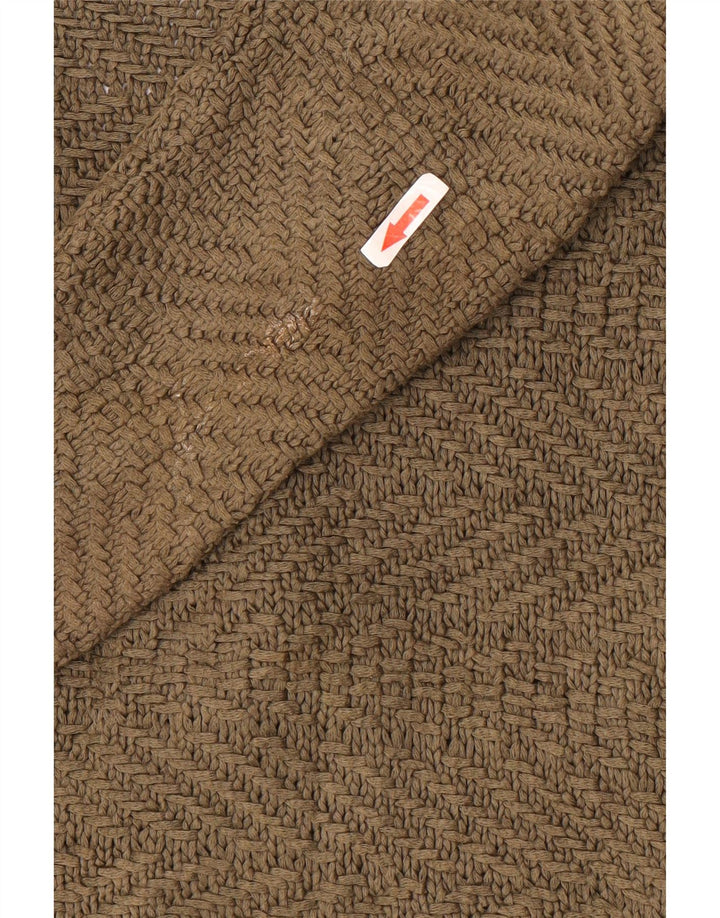 Massimo Dutti Womens Open Cardigan Sweater UK 12 Medium Khaki