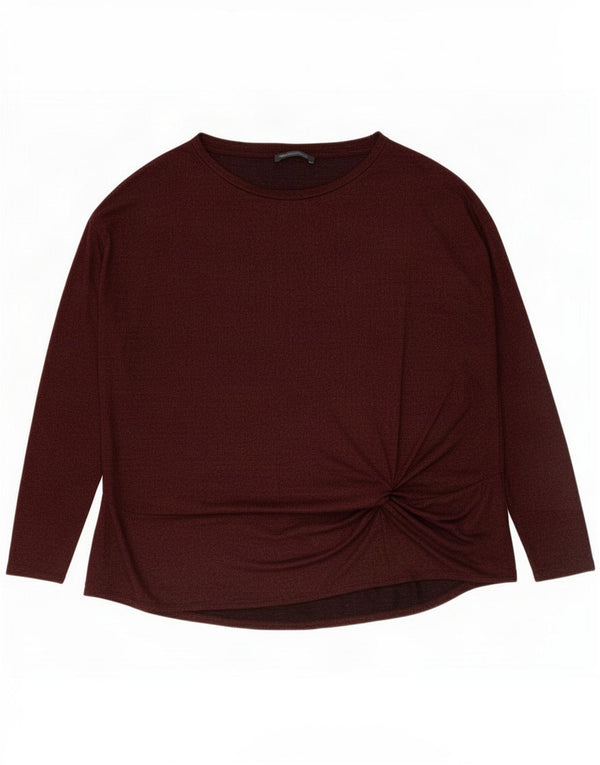 Marks & Spencer Womens Top Long Sleeve UK 24 4XL Burgundy Viscose