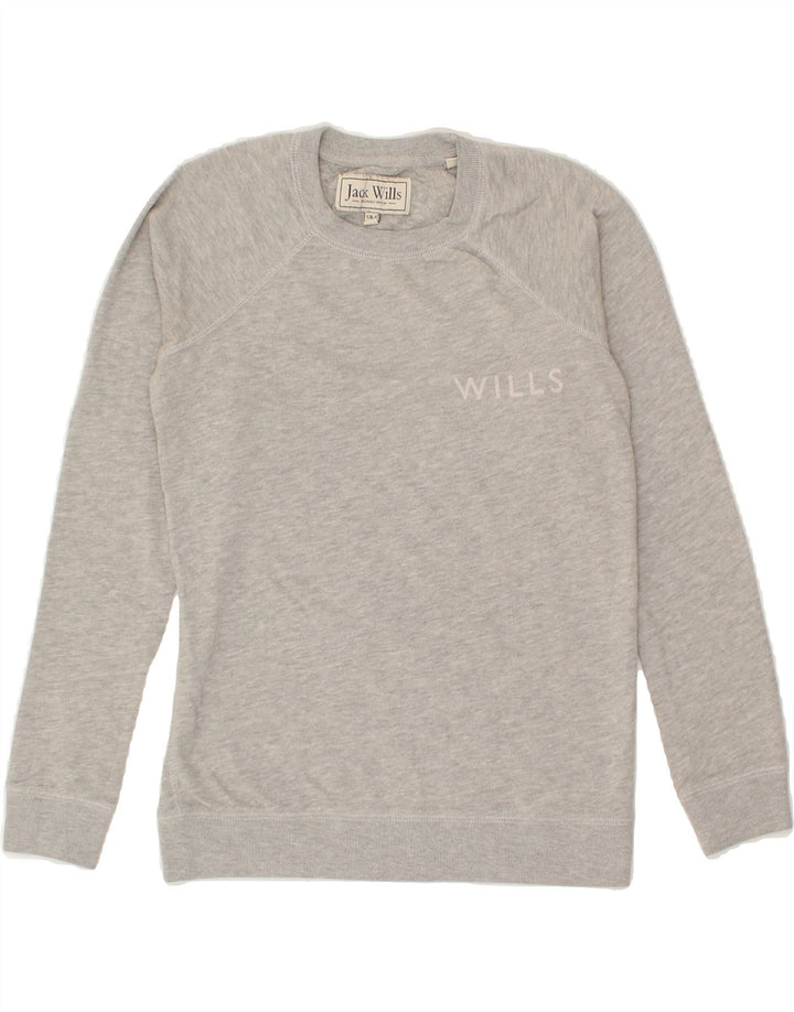 JACK WILLS Womens Sweatshirt Jumper UK 6 XS Grey Cotton Vintage Jack Wills and Second-Hand Jack Wills from Messina Hembry 