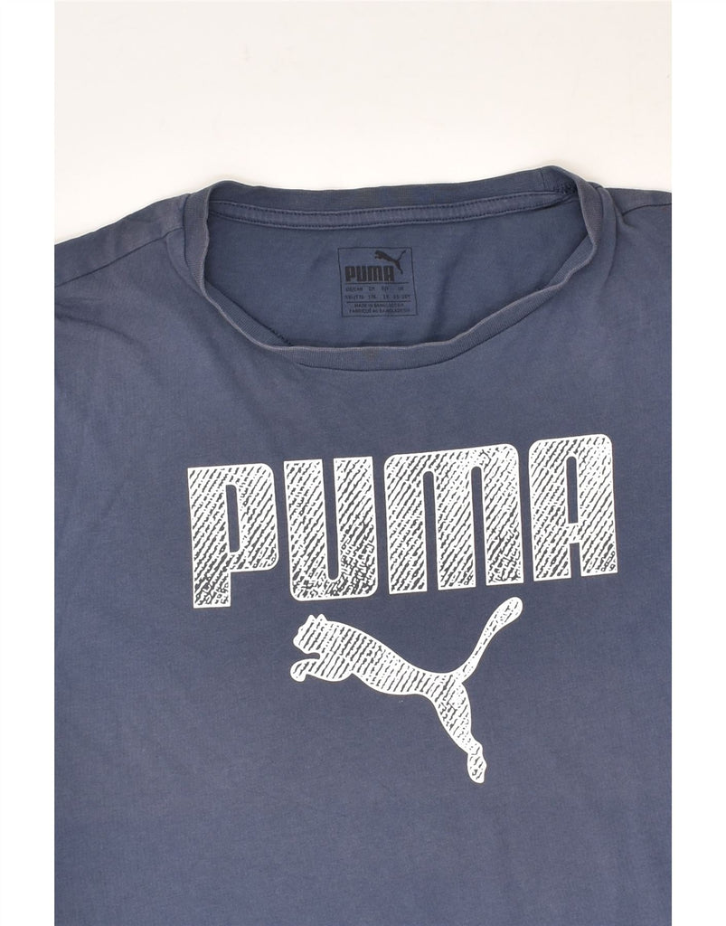 PUMA Boys Graphic T-Shirt Top 15-16 Years Navy Blue Cotton | Vintage Puma | Thrift | Second-Hand Puma | Used Clothing | Messina Hembry 