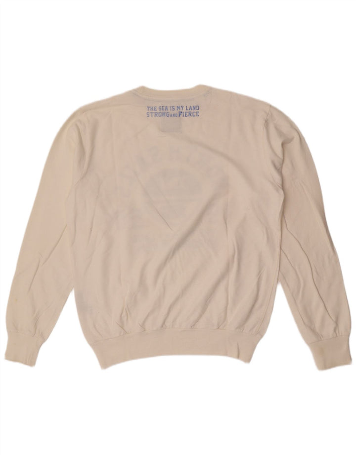 North Sails Mens Graphic Sweatshirt Jumper Medium White Cotton