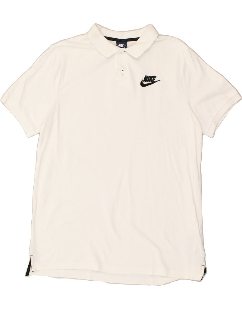 NIKE Mens Polo Shirt Large White Cotton | Vintage Nike | Thrift | Second-Hand Nike | Used Clothing | Messina Hembry 