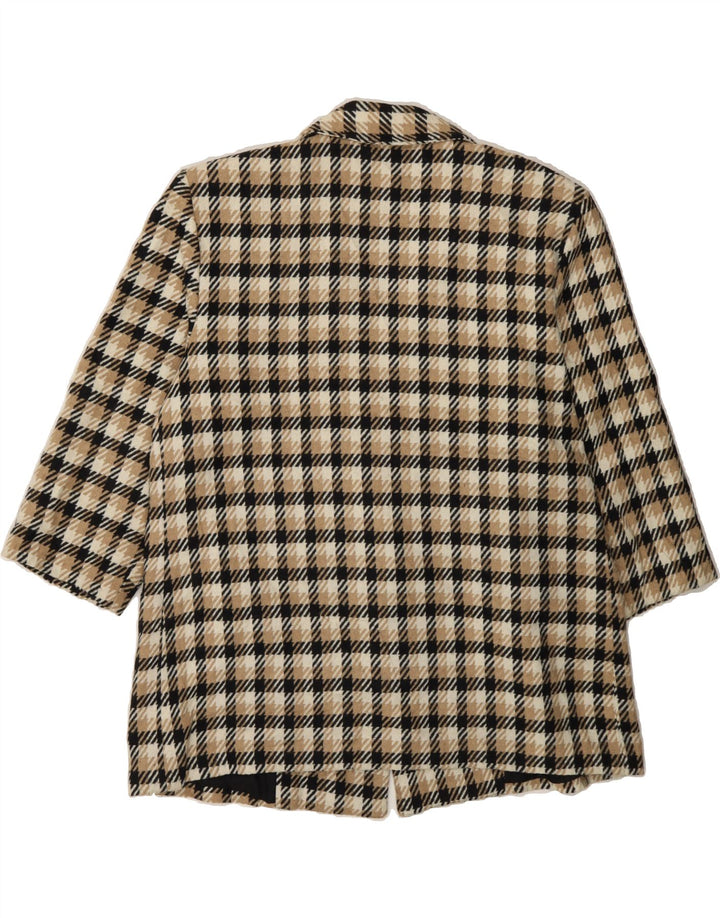 VINTAGE Womens 3/4 Sleeve 1 Button Blazer Jacket UK 16 Large Beige Check Vintage Vintage and Second-Hand Vintage from Messina Hembry 