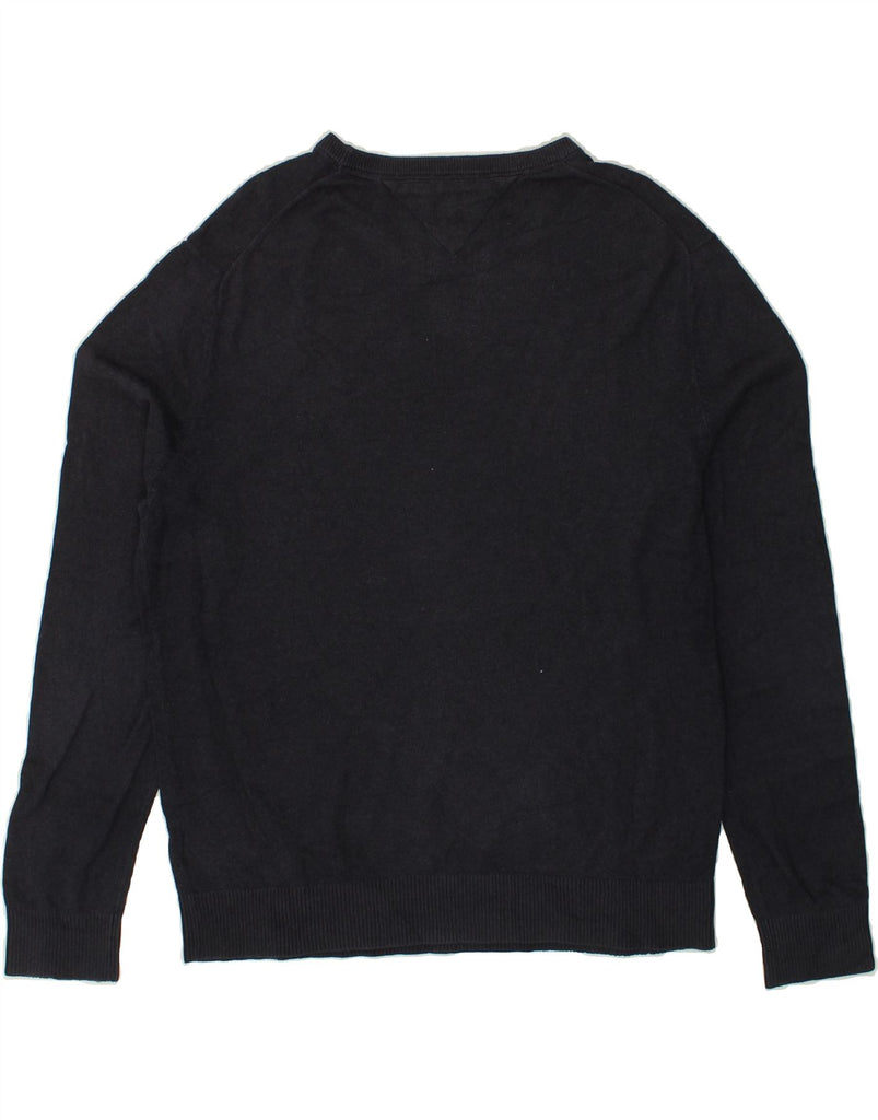 TOMMY HILFIGER Mens Crew Neck Jumper Sweater XL Black Cotton | Vintage Tommy Hilfiger | Thrift | Second-Hand Tommy Hilfiger | Used Clothing | Messina Hembry 