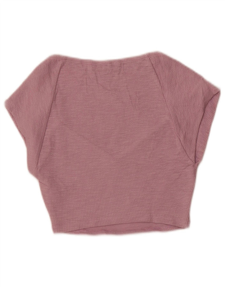 Zara Womens Crop Blouse Top UK 8 Small Purple Cotton