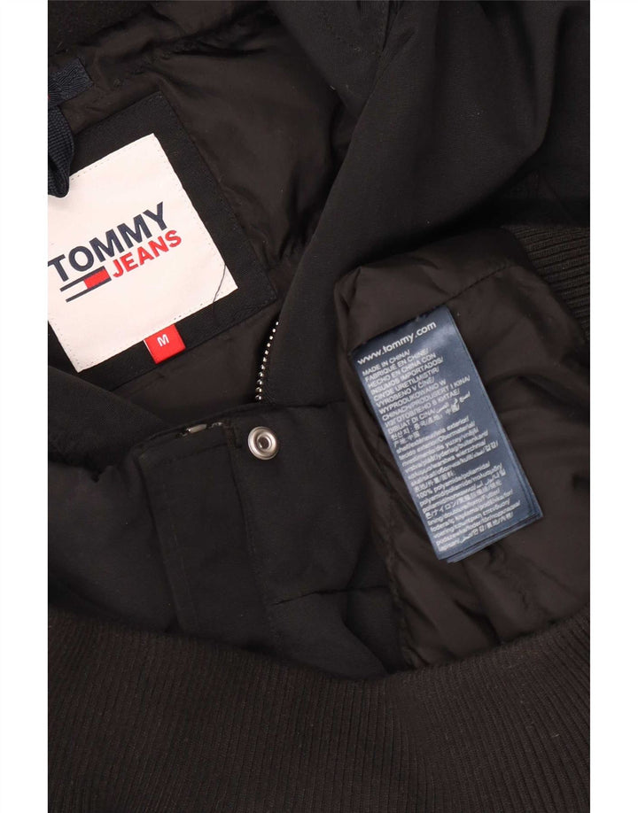 Tommy Hilfiger Womens Hooded Padded Bomber Jacket UK 14 Medium Black