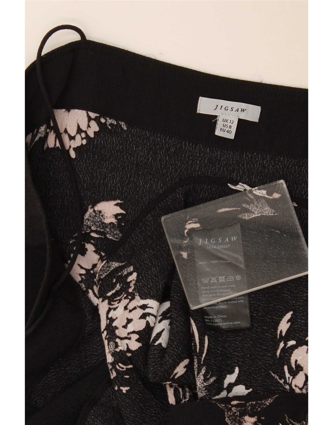 Jigsaw Womens Abstract Pattern Cami Top UK 12 Medium Black Viscose