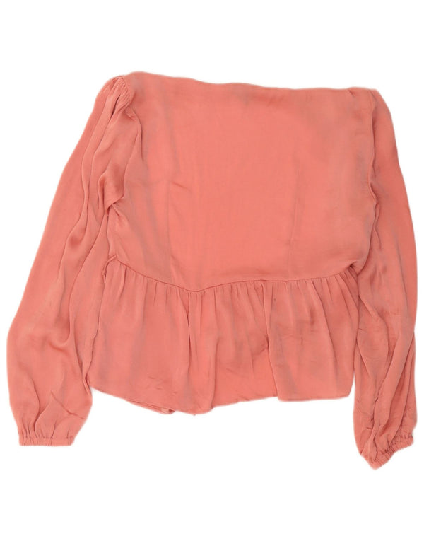 Topshop Womens Wrap Shirt Blouse UK 12 Medium Pink Polyester