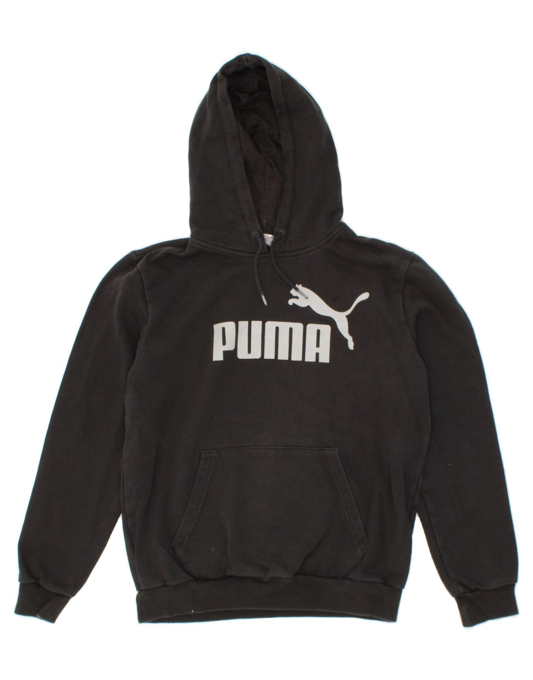 PUMA Mens Graphic Hoodie Jumper Small Black Cotton Vintage Puma and Second-Hand Puma from Messina Hembry 