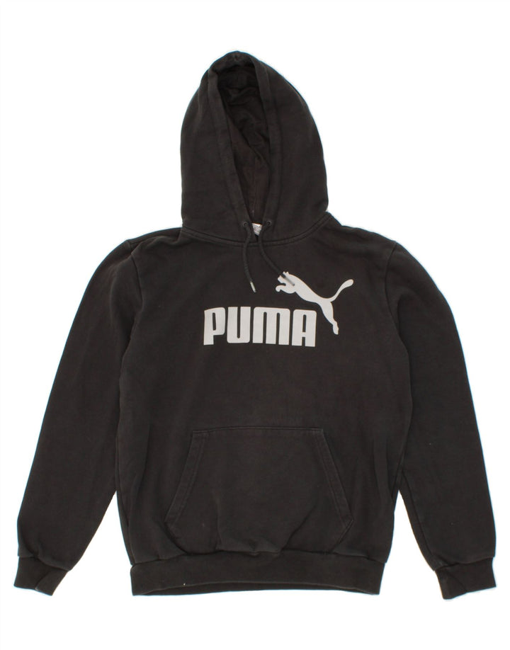PUMA Mens Graphic Hoodie Jumper Small Black Cotton Vintage Puma and Second-Hand Puma from Messina Hembry 
