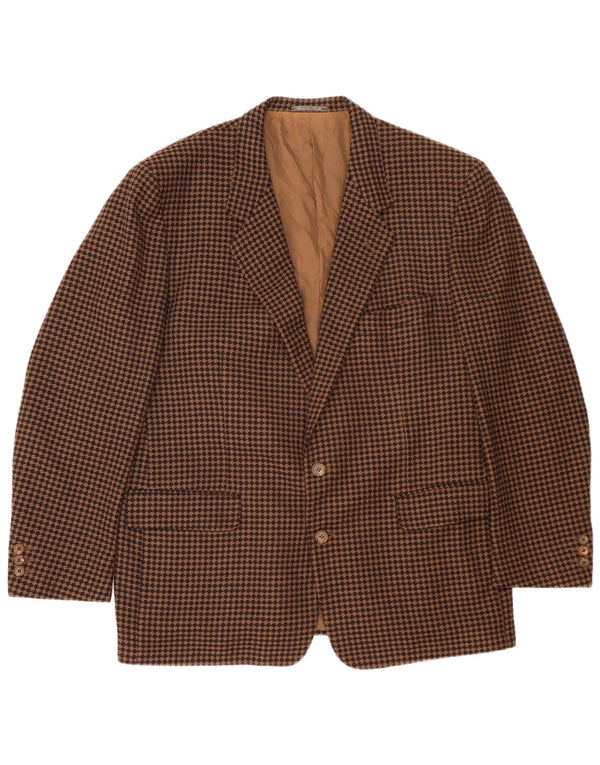 Corneliani Mens 2 Button Blazer Jacket IT 56 3XL Brown Houndstooth