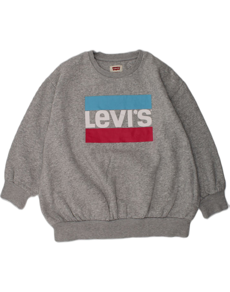 LEVI'S Girls Graphic Sweatshirt Jumper 8-9 Years Grey Cotton | Vintage Levi's | Thrift | Second-Hand Levi's | Used Clothing | Messina Hembry 