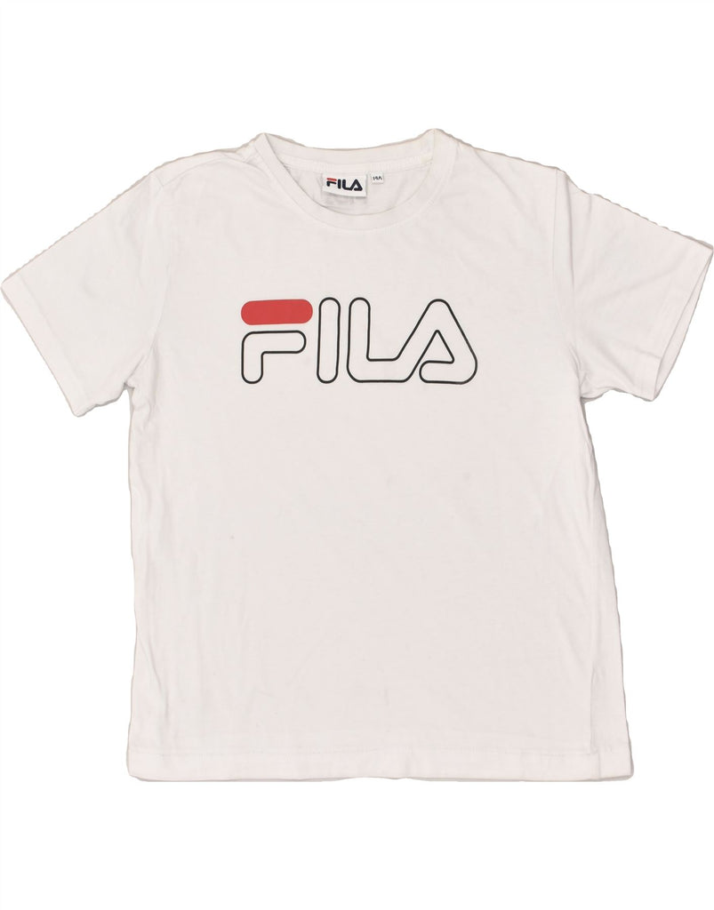 FILA Boys Graphic T-Shirt Top 13-14 Years White Cotton | Vintage Fila | Thrift | Second-Hand Fila | Used Clothing | Messina Hembry 