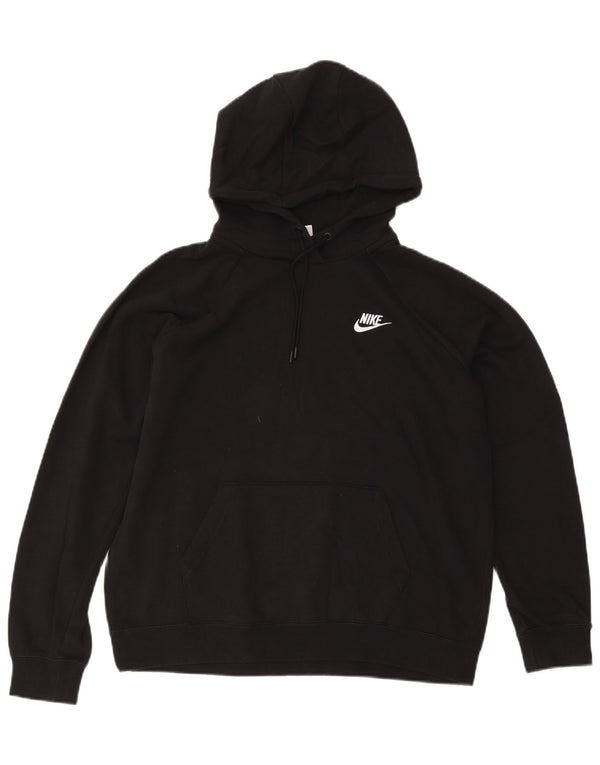 Nike Womens Hoodie Jumper UK 16 Large Black Cotton