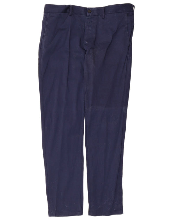 Zara Mens Slim Chino Trousers EU 42 Large W32 L28 Navy Blue Cotton