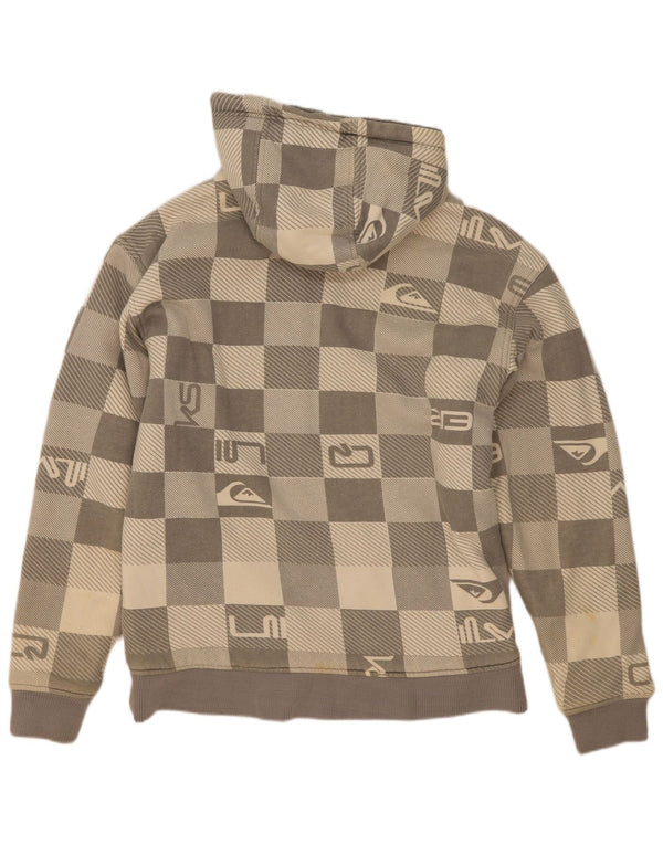 Quiksilver Mens Graphic Zip Hoodie Sweater Large Grey Geometric Cotton