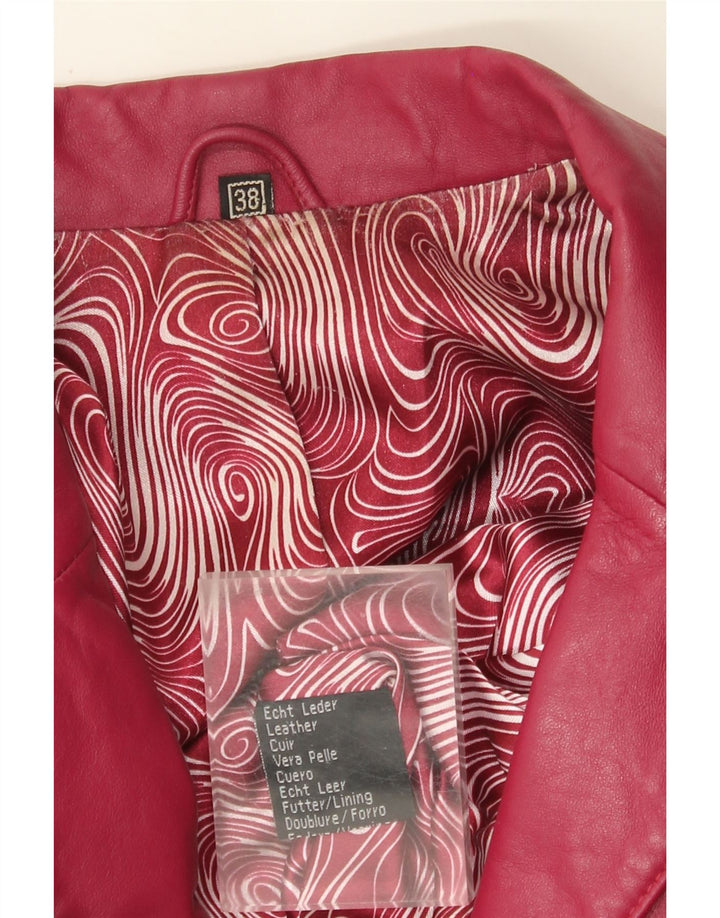 Vintage Womens 3 Button Leather Blazer Jacket EU 38 Medium Pink Leather