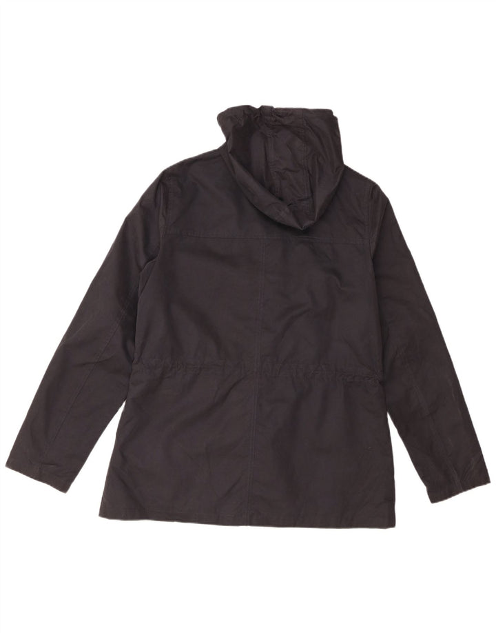 Fat Face Womens Hooded Rain Jacket UK 12 Medium Navy Blue Polyester