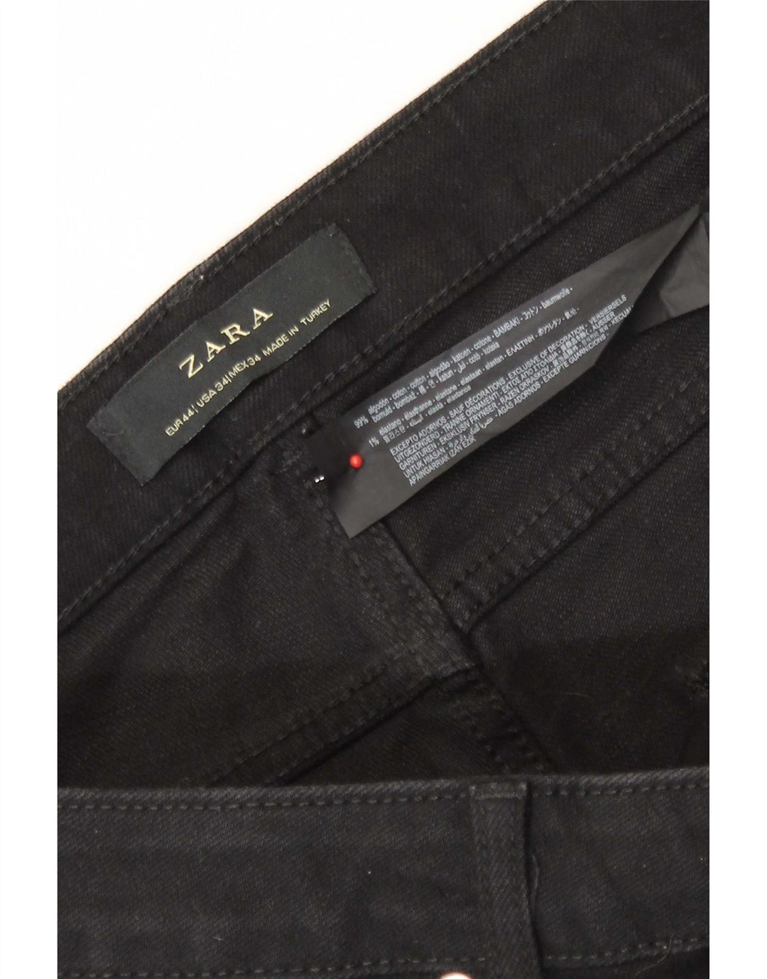 Zara Mens Slim Jeans EU 44 Large W34 L29 Black Cotton