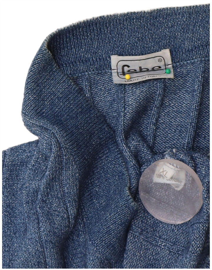 Vintage Mens Graphic V-Neck Jumper Sweater XL Blue Cotton Comics