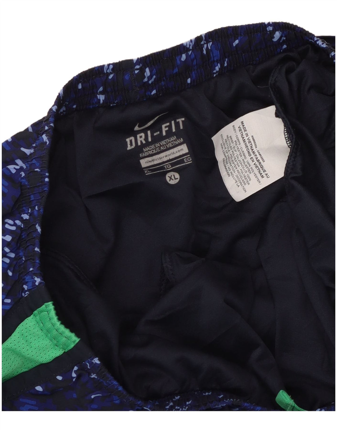 NIKE Womens Dri Fit Sport Shorts UK 18 XL  Navy Blue Colourblock Polyester