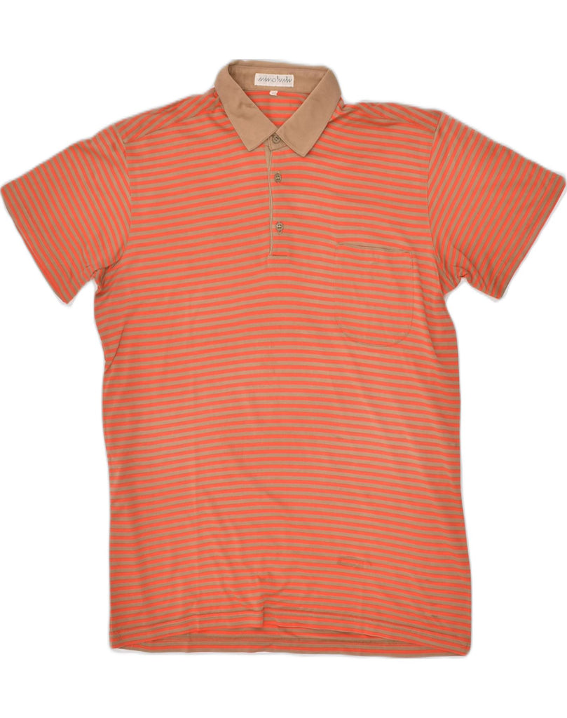 VINTAGE Womens Polo Shirt IT 48 Medium Orange Striped | Vintage Vintage | Thrift | Second-Hand Vintage | Used Clothing | Messina Hembry 