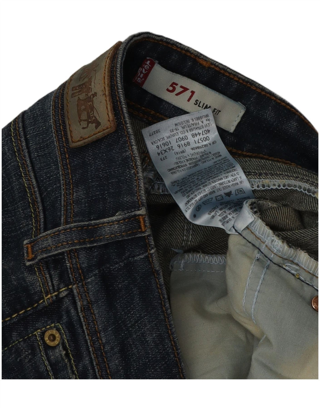 Levi's Womens 571 Slim Jeans W26 L34 Navy Blue Cotton