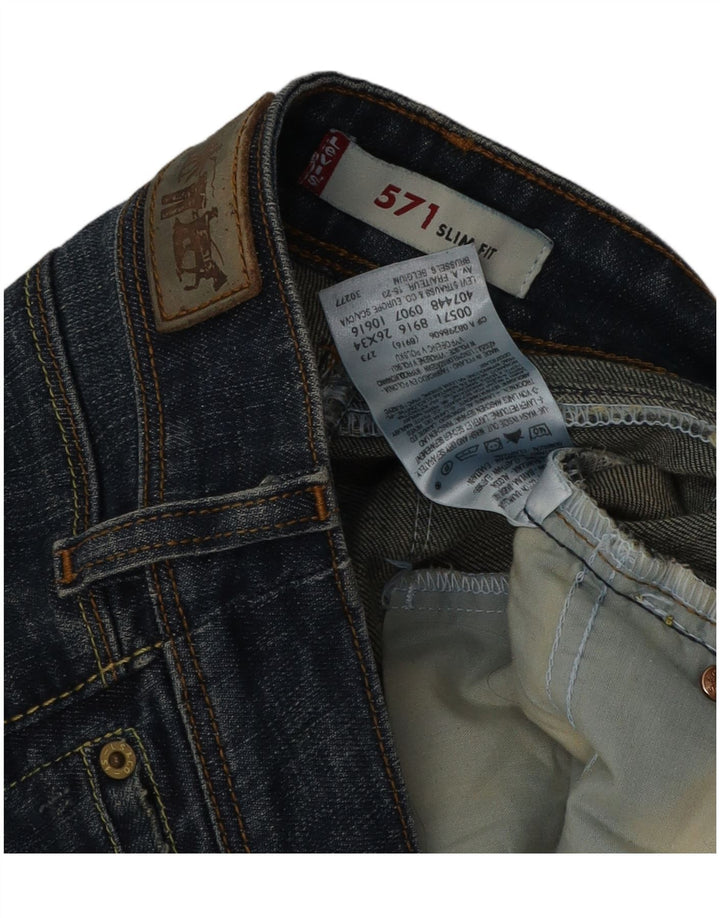 Levi's Womens 571 Slim Jeans W26 L34 Navy Blue Cotton