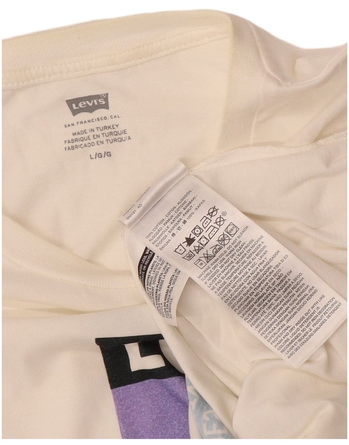 Levi's Mens Graphic T-Shirt Top Large Off White Cotton