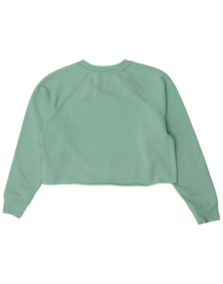 Dkny Womens Crop Oversized Sweatshirt Jumper UK 10 Small Turquoise Cotton