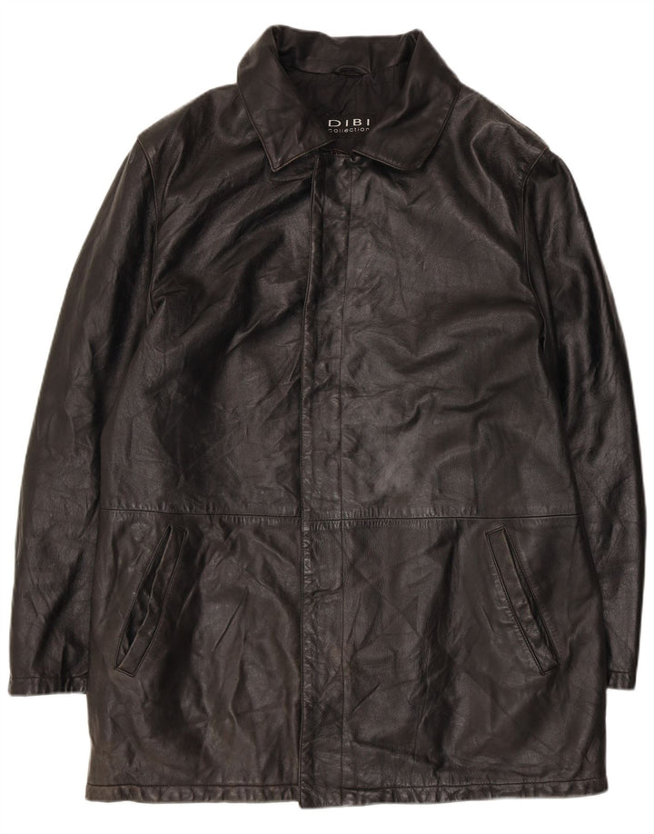 Dibi Mens Leather Coat IT 50 Large Black Leather