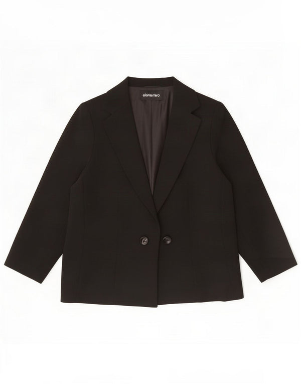 ELENA MIRO Womens 3/4 Sleeve Open Blazer Jacket UK 12 Medium Black