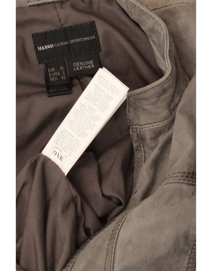 Mango Womens Suede Jacket UK 16 Large Grey Sheepskin