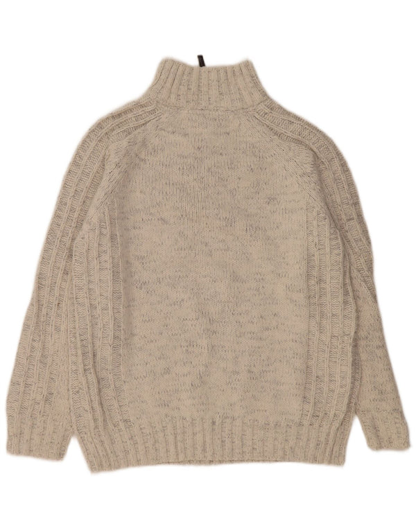 Marks & Spencer Mens Zip Neck Jumper Sweater Medium White Flecked Acrylic