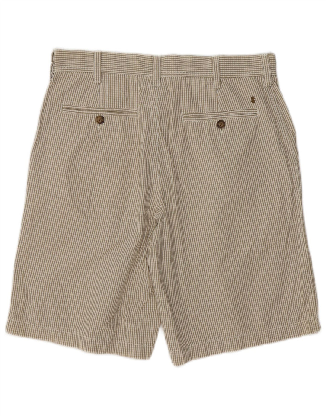IZOD Mens Chino Shorts W32 Medium  Beige Gingham Cotton