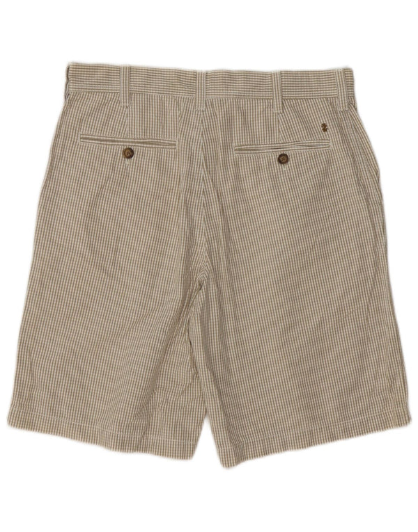 IZOD Mens Chino Shorts W32 Medium  Beige Gingham Cotton