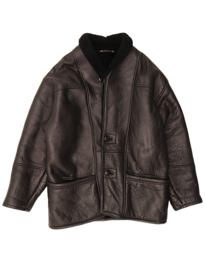 Vintage Mens Shearling Jacket IT 50 Large Black Shearling