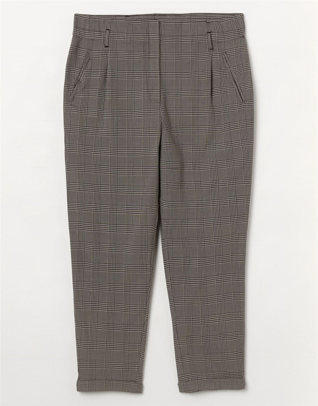 Zara Womens Trafaluc Cropped Trousers Large W30 L26 Grey Houndstooth