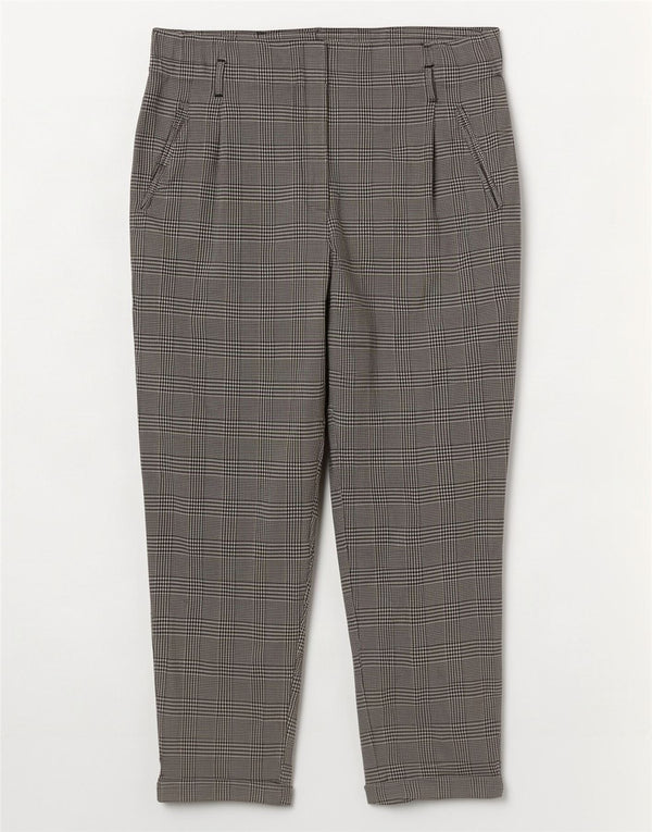 Zara Womens Trafaluc Cropped Trousers Large W30 L26 Grey Houndstooth