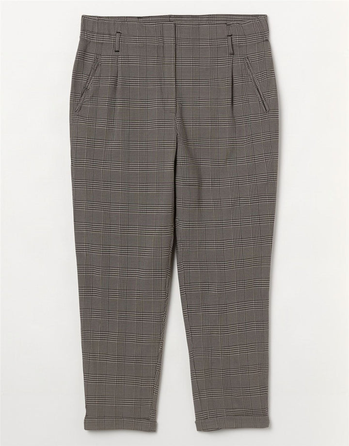 Zara Womens Trafaluc Cropped Trousers Large W30 L26 Grey Houndstooth