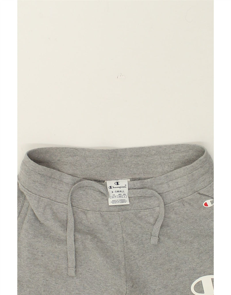 CHAMPION Womens Graphic Sport Shorts UK 4 XS Grey Cotton | Vintage Champion | Thrift | Second-Hand Champion | Used Clothing | Messina Hembry 