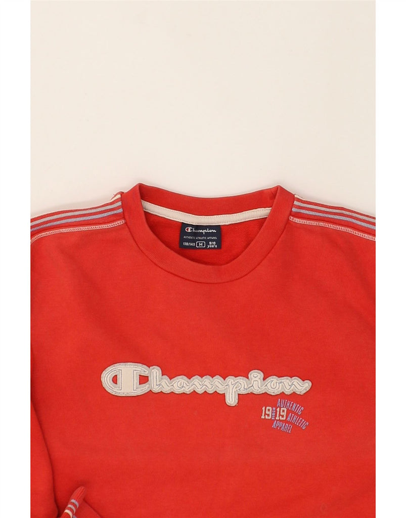 CHAMPION Boys Graphic Sweatshirt Jumper 9-10 Years Medium Red Cotton | Vintage Champion | Thrift | Second-Hand Champion | Used Clothing | Messina Hembry 