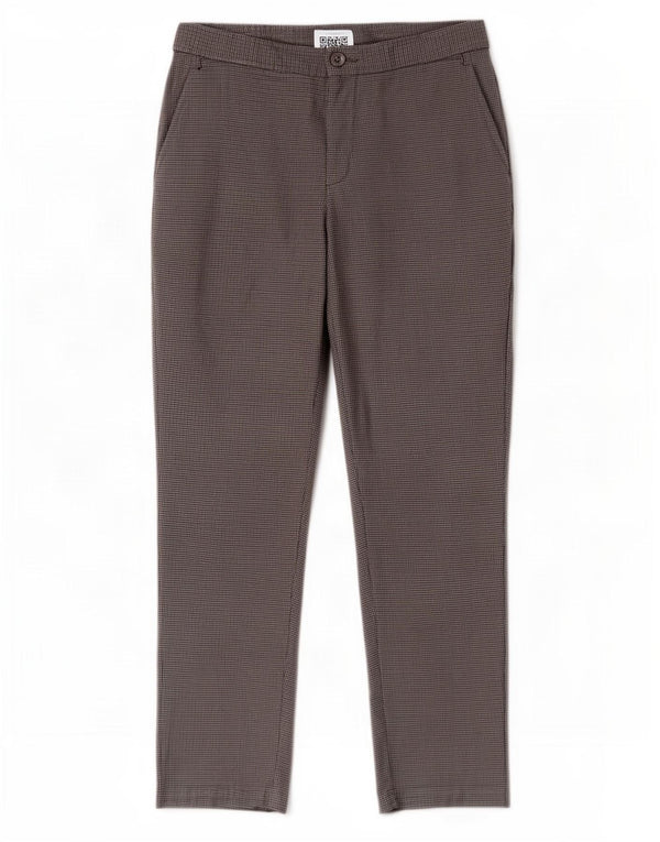 Zara Womens Crop Slim Chino Trousers EU 38 Small W28 L26 Grey Houndstooth