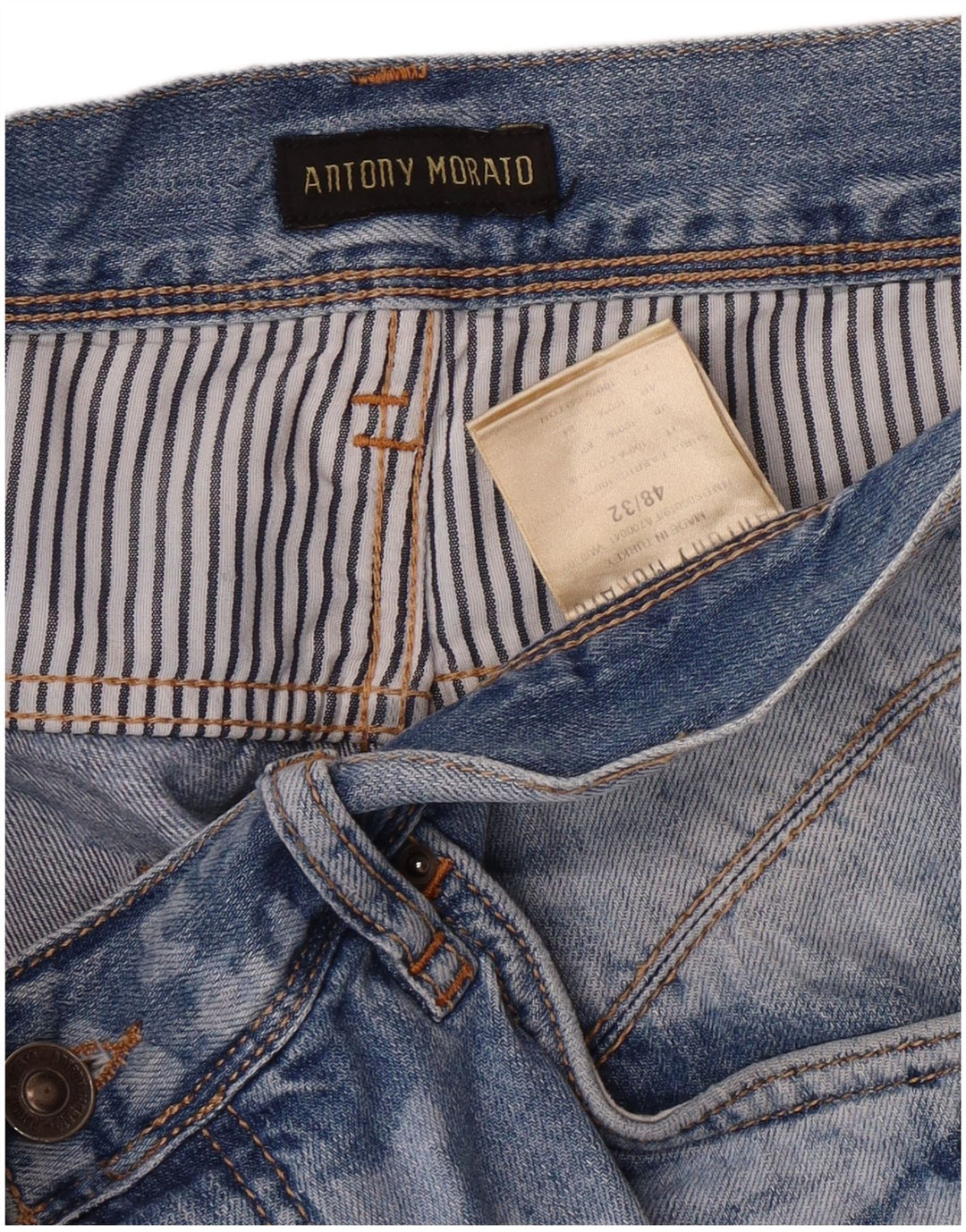 ANTONY MORATO Mens Denim Shorts IT 48 Medium W32  Blue Floral Cotton
