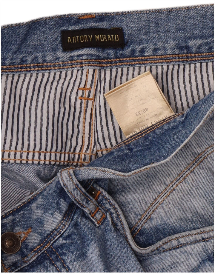ANTONY MORATO Mens Denim Shorts IT 48 Medium W32  Blue Floral Cotton