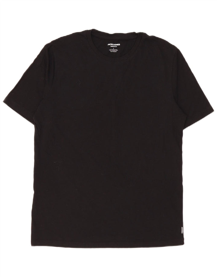 Jack & Jones Mens T-Shirt Top Large Black Cotton
